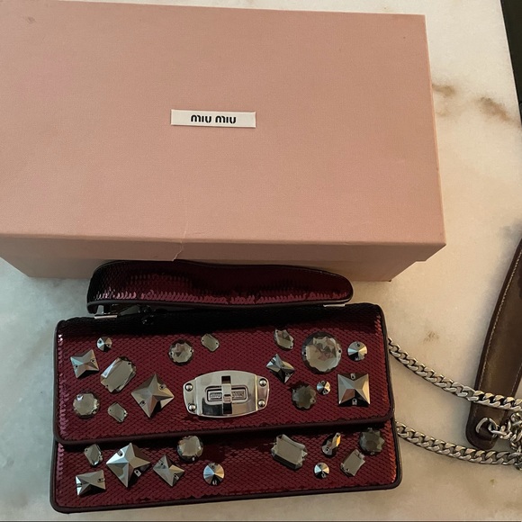 AUTHENTIC MIU MIU Cross body bag SequinRhinestones/gently used - Picture 10 of 12